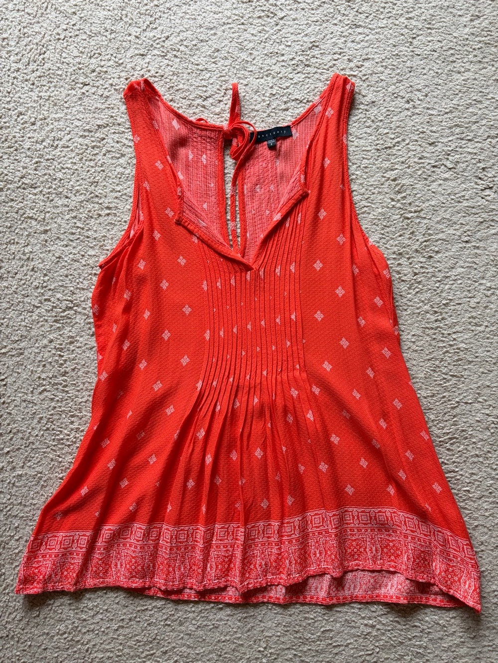 NWOT: Sanctuary Coral Red/Orange Sleeveless Pintuck Tank